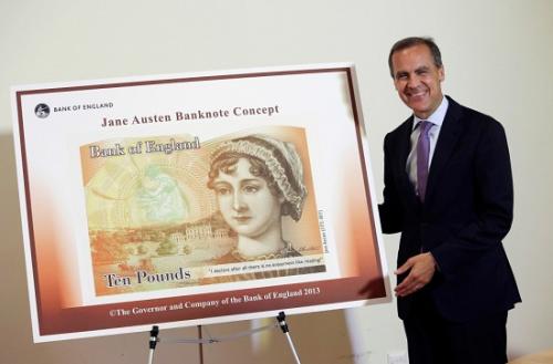 新版10英镑钞票背面印有小说家简·奥斯汀的肖像(资料图)
