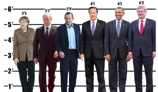外媒比较各国首脑身高阿博特和普京差5厘米？