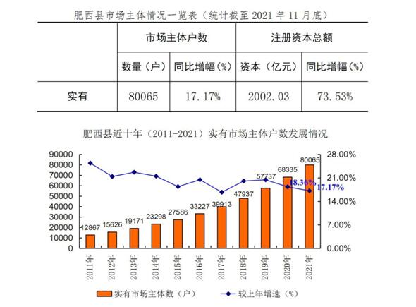 肥西县市场主体总量突破8万大关